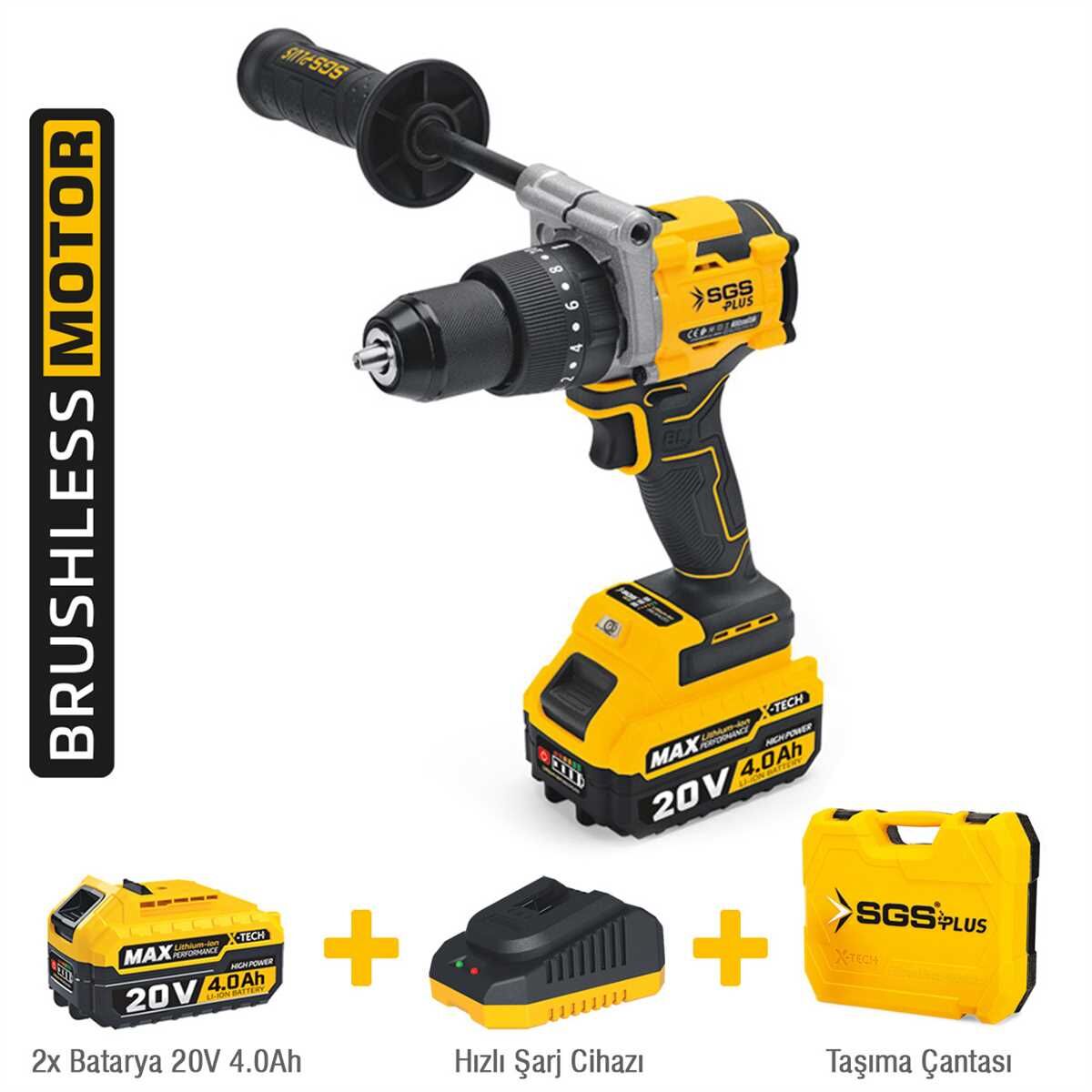 AKÜLÜ DARBELİ MATKAP SETİ 20 VOLT 130 Nm Tork 2*4.0Ah (KÖMÜRSÜZ MOTOR)