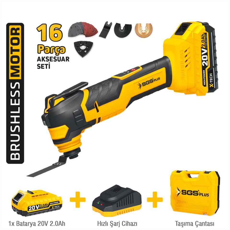AKÜLÜ MULTI-TOOLS KESİCİ VE RASPALAMA MAKİNESİ 20V 1*2.0 Ah