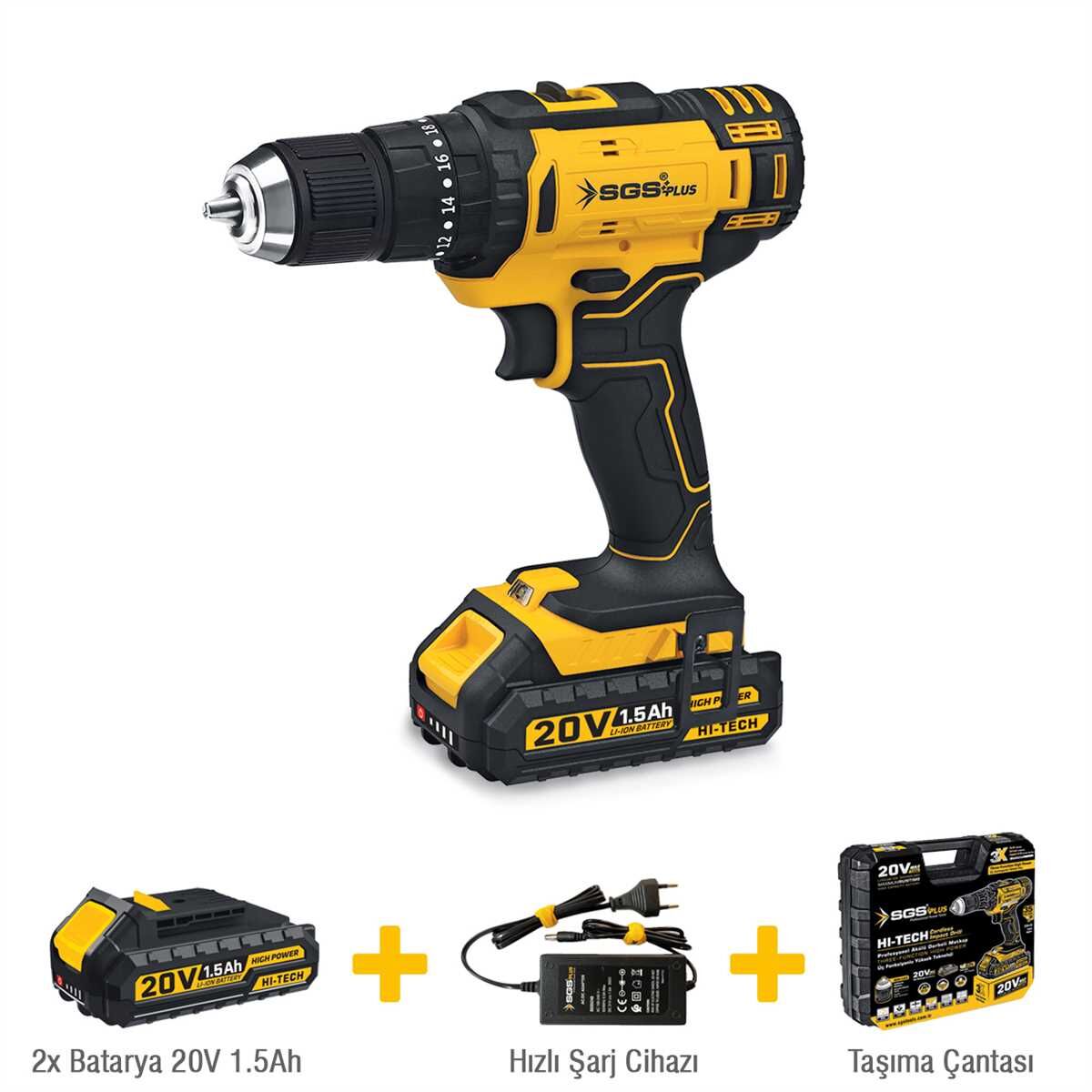 AKÜLÜ VİDALAMA SETİ DARBELİ 20 VOLT 2*1.5Ah