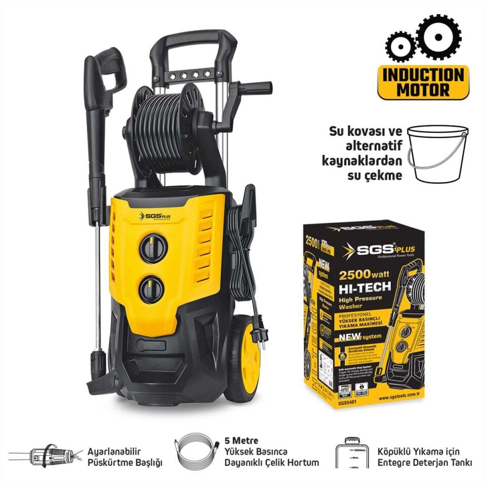 YÜKSEK BASINÇLI YIKAMA MAKİNASI 2500 WATT 170 BAR İNDÜKSİYON MOTOR