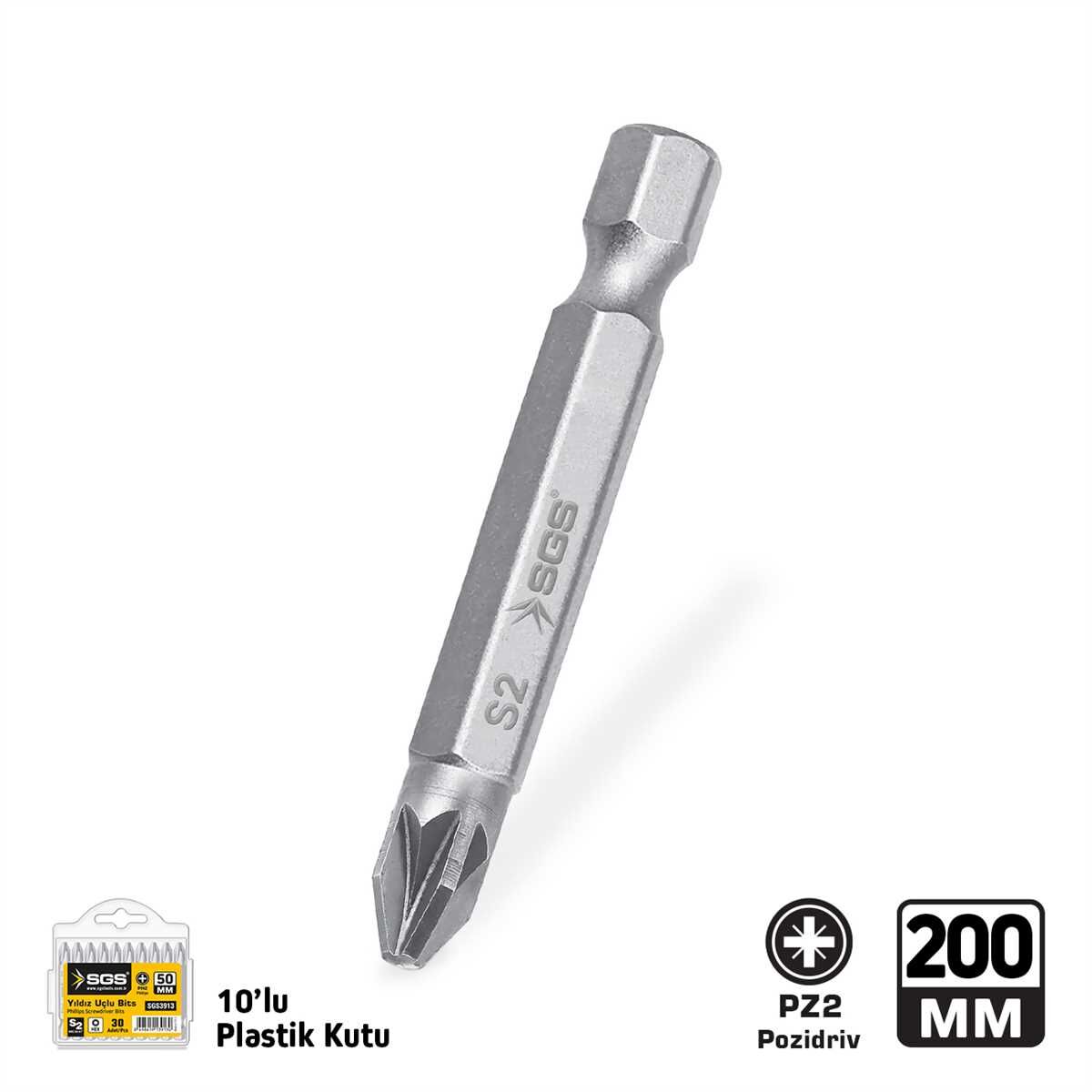 POZİDRİV UÇLU BİTS S2 PZ2*200mm