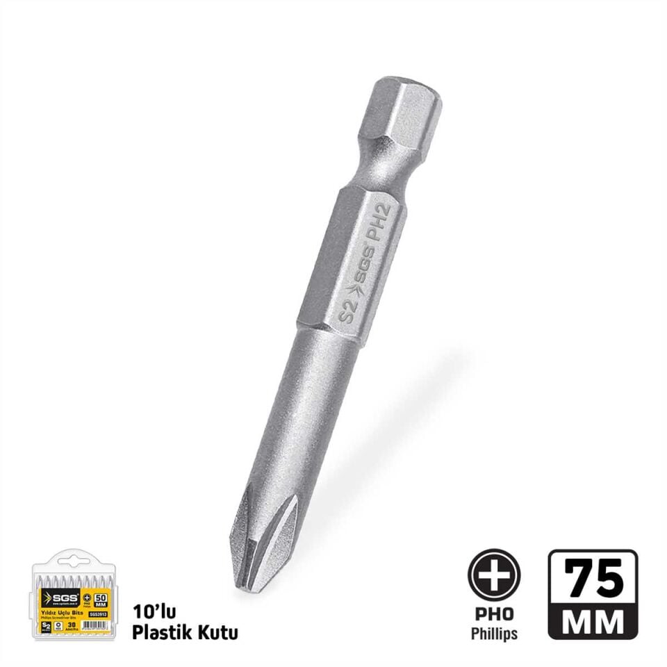 YILDIZ UÇLU BİTS TORNALI S2 PH0*75mm