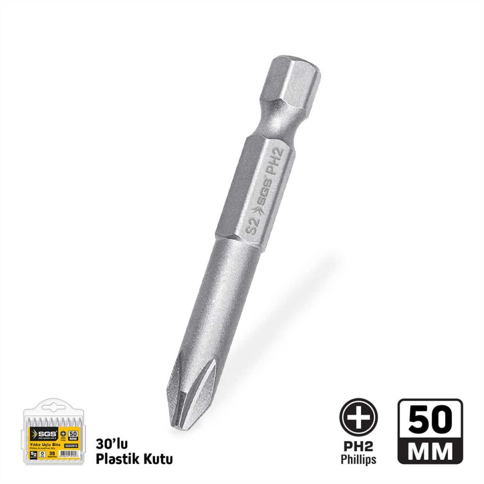 YILDIZ UÇLU BİTS TORNALI S2 PH2*50mm