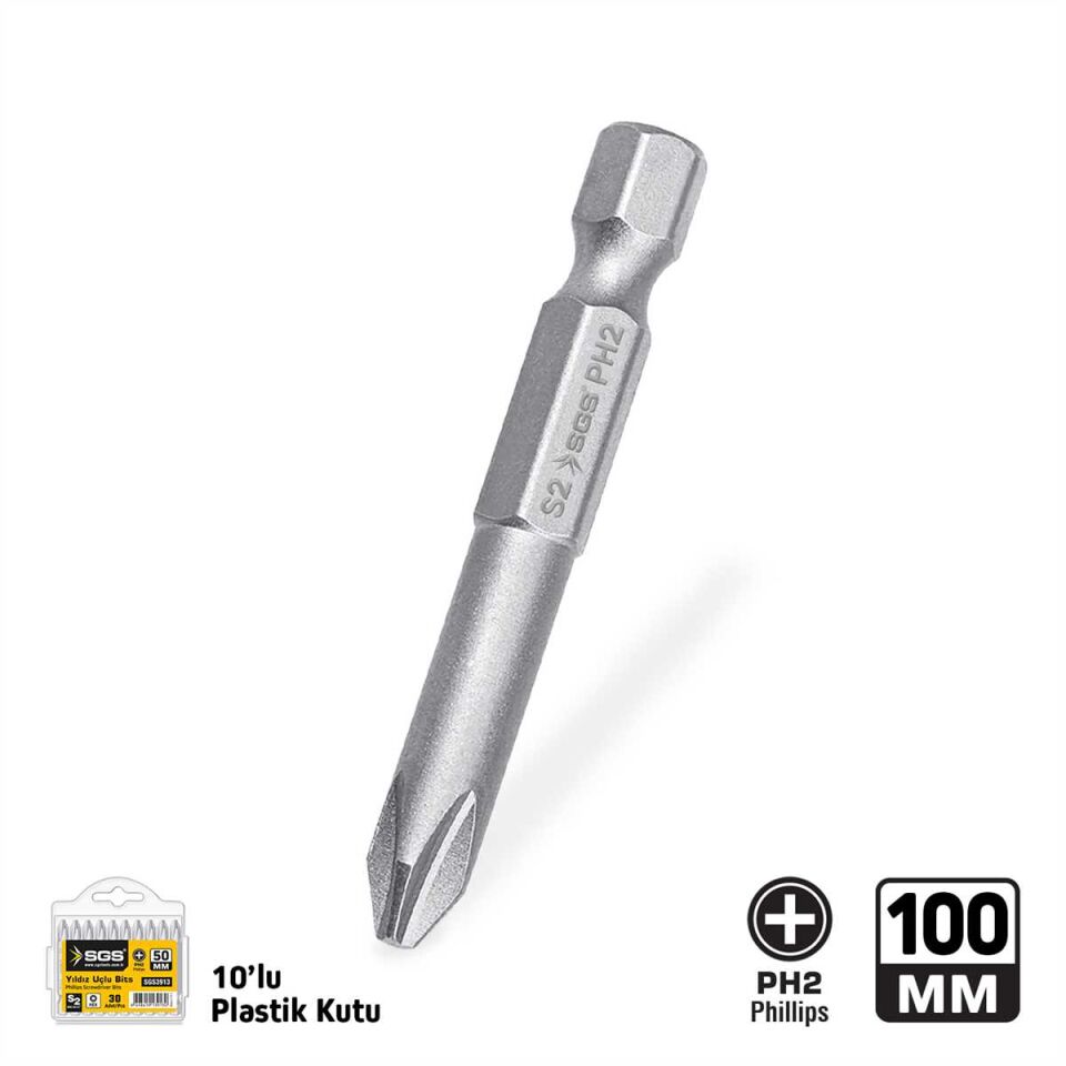 YILDIZ UÇLU BİTS TORNALI S2 PH2*100mm