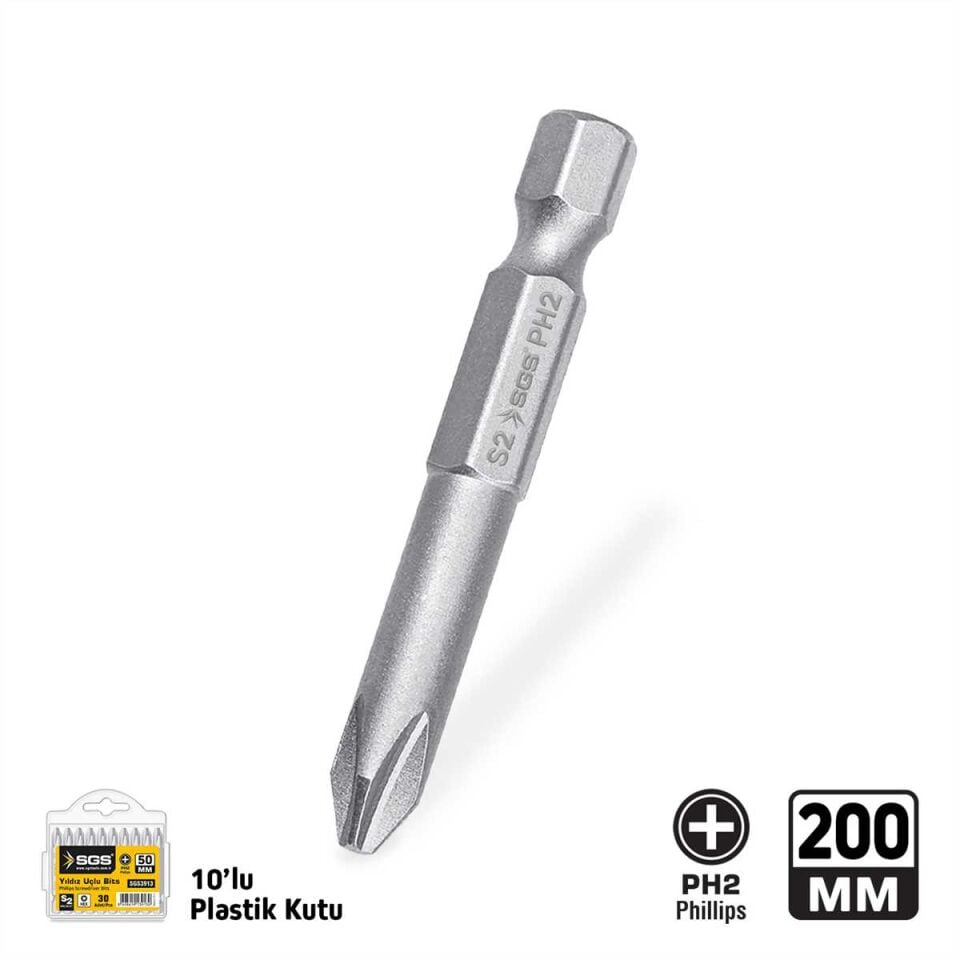 YILDIZ UÇLU BİTS TORNALI S2 PH2*200mm