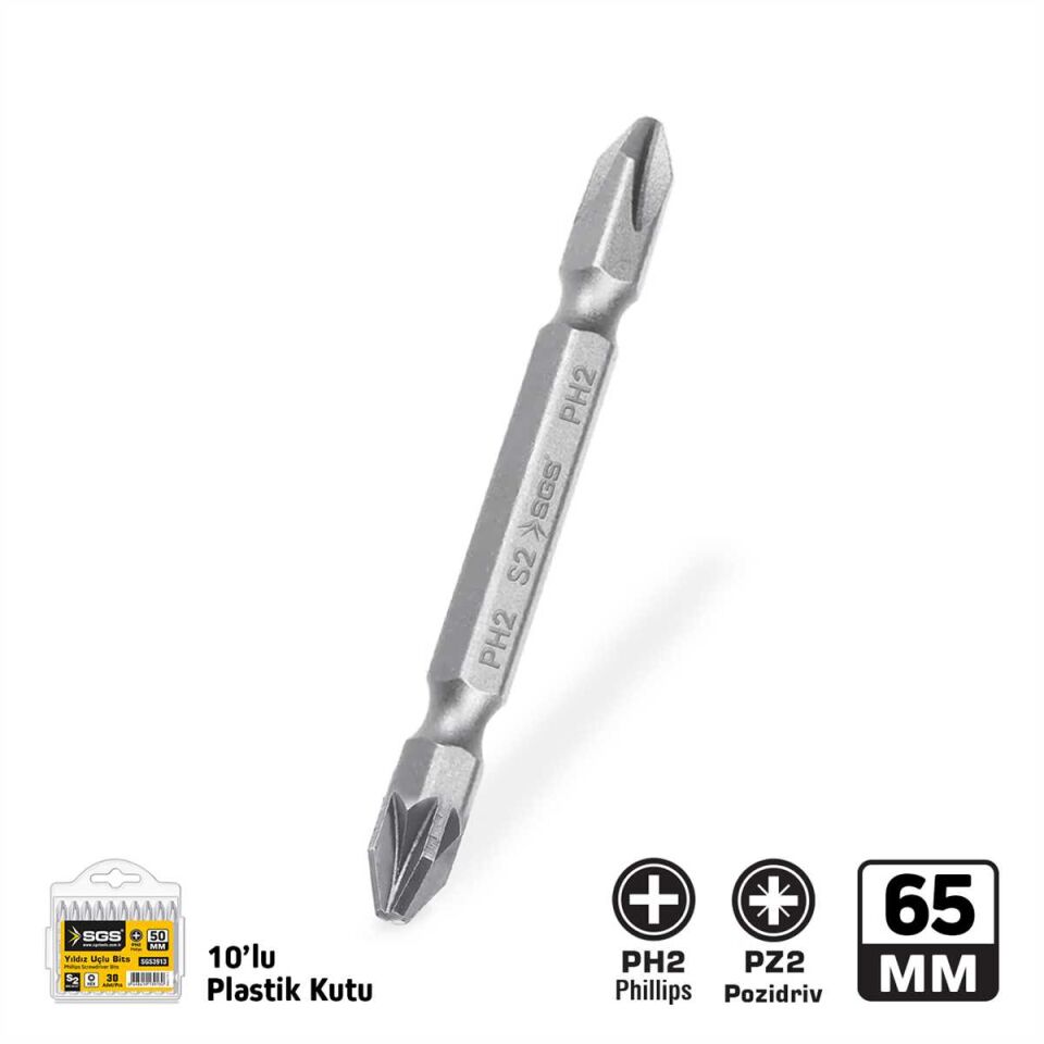 ÇİFT YÖNLÜ BİTS UÇ PH2/PZ2*65mm