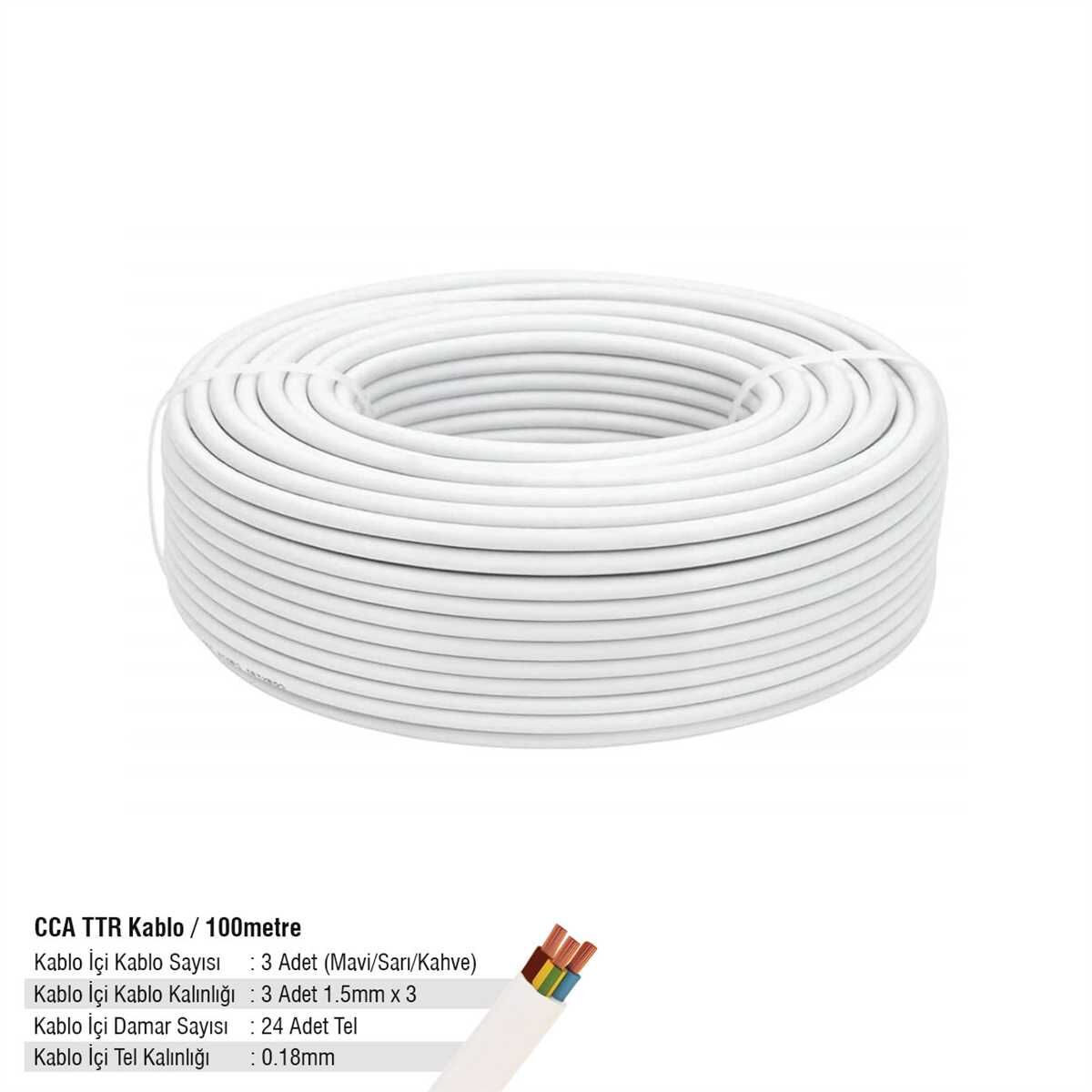 CCA TTR KABLO 3*1,5 100 METRE 24*0,18 BEYAZ